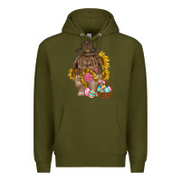 Army Green Western Rabbit with sunflowers Easter Day Premium Hoodie - HowdyJamesFarm