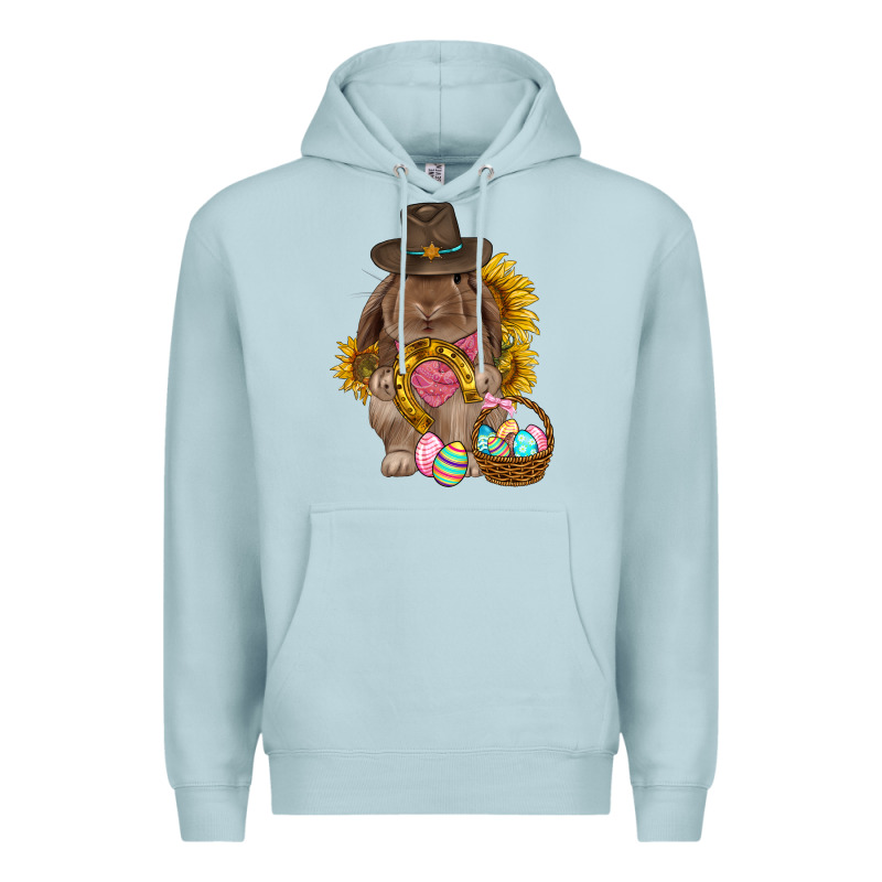 Western Rabbit With Sunflowers Easter Day Premium Hoodie by HowdyJamesFarm | Teevron
