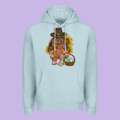 Western Rabbit With Sunflowers Easter Day Premium Hoodie Designed By Howdyjamesfarm