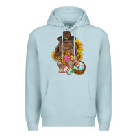 Blue Mist Western Rabbit with sunflowers Easter Day Premium Hoodie - HowdyJamesFarm
