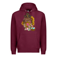 Burgundy Western Rabbit with sunflowers Easter Day Premium Hoodie - HowdyJamesFarm