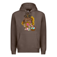 Coffee Western Rabbit with sunflowers Easter Day Premium Hoodie - HowdyJamesFarm