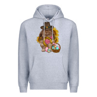 Heather Grey Western Rabbit with sunflowers Easter Day Premium Hoodie - HowdyJamesFarm