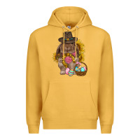 Mustard Western Rabbit with sunflowers Easter Day Premium Hoodie - HowdyJamesFarm