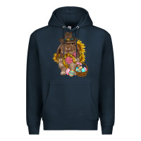 Navy Western Rabbit with sunflowers Easter Day Premium Hoodie - HowdyJamesFarm