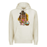 Oatmeal Heather Western Rabbit with sunflowers Easter Day Premium Hoodie - HowdyJamesFarm