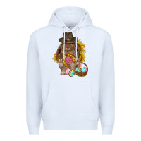White Western Rabbit with sunflowers Easter Day Premium Hoodie - HowdyJamesFarm