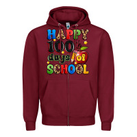 Burgundy happy 100 th days of school Zipper Hoodie - Artiststas