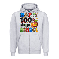 Heather Grey happy 100 th days of school Zipper Hoodie - Artiststas