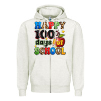 Oatmeal Heather happy 100 th days of school Zipper Hoodie - Artiststas