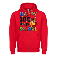 Red happy 100 th days of school Zipper Hoodie - Artiststas
