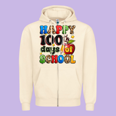 Happy 100 Th Days Of School Zipper Hoodie Designed By Artiststas