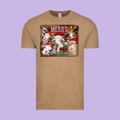 Merry Christmas Goats Vintage Tee Designed By Jasminsmagicworld