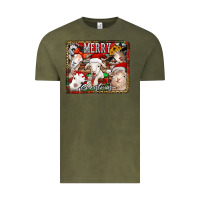 Vintage Olive merry christmas goats Vintage Tee - Jasminsmagicworld