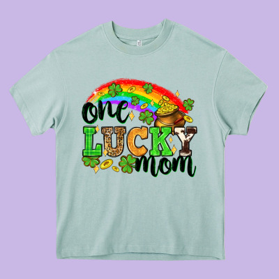 One Lucky Mom St. Patricks Day Heavy Core Tee Designed By Neo Western
