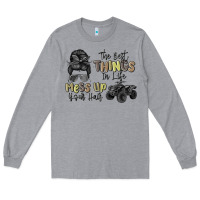 Heather Grey the best things in life mess up your hair Long Sleeve Tee - MaliasSmallBusiness