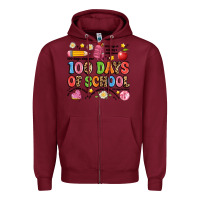 Burgundy 100 days of school Zipper Hoodie - Artiststas