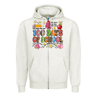 Oatmeal Heather 100 days of school Zipper Hoodie - Artiststas