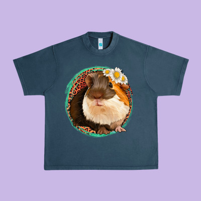 Floral Leopard Guinea Pigs Urban Heavy Tee Designed By Jasminsmagicworld