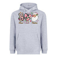Heather Grey Peace love pink Christmas Heavyweight Hoodie - NancyCooperArtShop