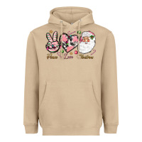 Mushroom Peace love pink Christmas Heavyweight Hoodie - NancyCooperArtShop