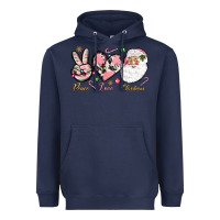 Navy Peace love pink Christmas Heavyweight Hoodie - NancyCooperArtShop