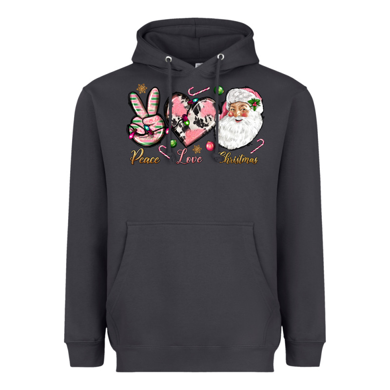 Peace Love Pink Christmas Heavyweight Hoodie by NancyCooperArtShop | Teevron