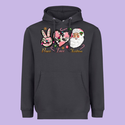 Peace Love Pink Christmas Heavyweight Hoodie Designed By Nancycooperartshop