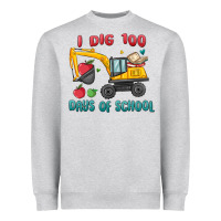 Heather Grey i dig 100 days of school excavator Heavyweight Sweatshirt - MaliasSmallBusiness