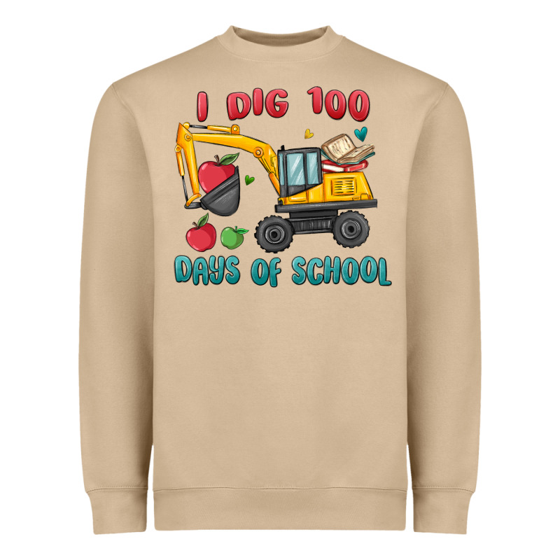I Dig 100 Days Of School Excavator Heavyweight Sweatshirt by MaliasSmallBusiness | Teevron
