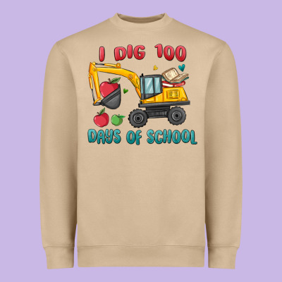 I Dig 100 Days Of School Excavator Heavyweight Sweatshirt Designed By Maliassmallbusiness
