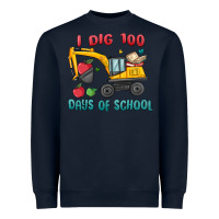 Navy i dig 100 days of school excavator Heavyweight Sweatshirt - MaliasSmallBusiness