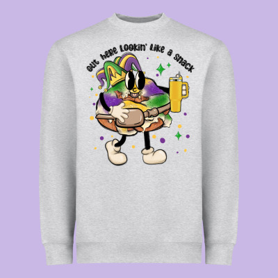 Out Here Lookin Like A Snack King Cake Mardi Gras Heavyweight Sweatshirt Designed By Maliassmallbusiness