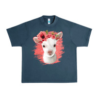 Midnight Navy floral baby goat Urban Heavy Tee - Jasminsmagicworld