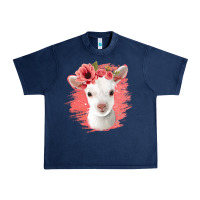 Navy floral baby goat Urban Heavy Tee - Jasminsmagicworld