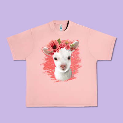 Floral Baby Goat Urban Heavy Tee Designed By Jasminsmagicworld