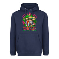 Navy Feliz Navidad gnome Heavyweight Hoodie - NancyCooperArtShop