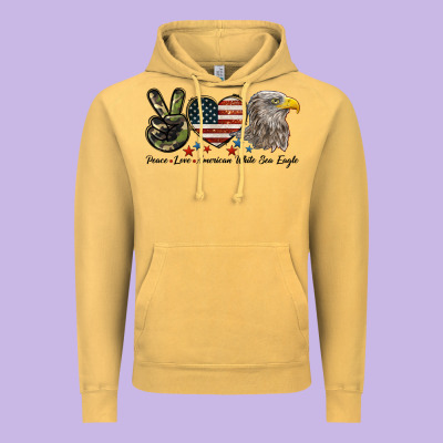 Peace Love American White Sea Eagle Vintage Hoodie Designed By Lillyallendesigns