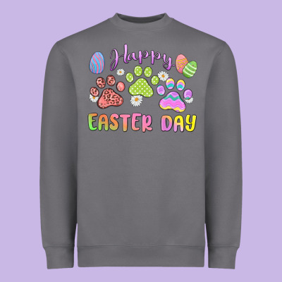 Happy Easter Day Paws Heavyweight Sweatshirt Designed By Maliassmallbusiness