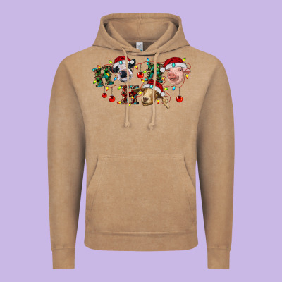 Hohoho Christmas Cows Vintage Hoodie Designed By Ranaportraitstore