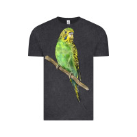 Vintage Black Budgeriar Bird Parrot Vintage Tee - LillyAllenDesigns