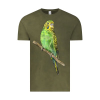 Vintage Olive Budgeriar Bird Parrot Vintage Tee - LillyAllenDesigns