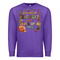 Purple Thankful blessed and kind of a mess Premium Sweatshirt - NancyCooperArtShop