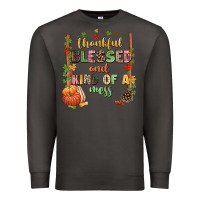 Smoke Thankful blessed and kind of a mess Premium Sweatshirt - NancyCooperArtShop