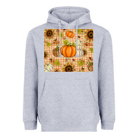 Heather Grey Fall Pumpkins and Sunflowers with Leopard Heavyweight Hoodie - texasbilliewilder