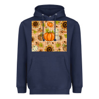 Navy Fall Pumpkins and Sunflowers with Leopard Heavyweight Hoodie - texasbilliewilder