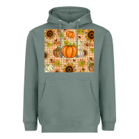 Sage Fall Pumpkins and Sunflowers with Leopard Heavyweight Hoodie - texasbilliewilder