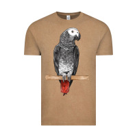Vintage Coffee African Gray Parrot Bird Vintage Tee - LillyAllenDesigns