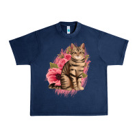 Navy floral cat Urban Heavy Tee - Jasminsmagicworld
