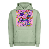 Pigment Oil Green pride heart seamless pattern Urban Hoodie - FaDigitalArtStudio